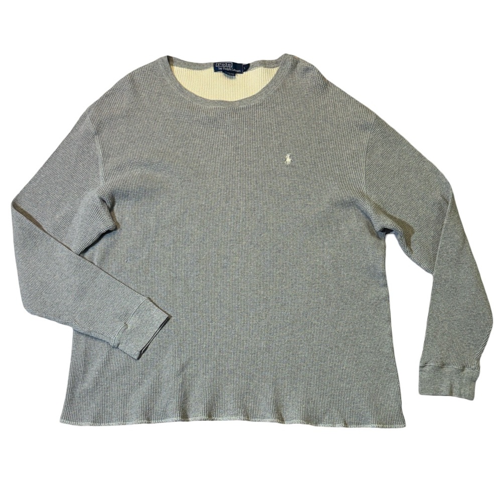 Polo Ralph Lauren men 2XL XXL gray solid thermal waffle knit long sleeve t-shirt